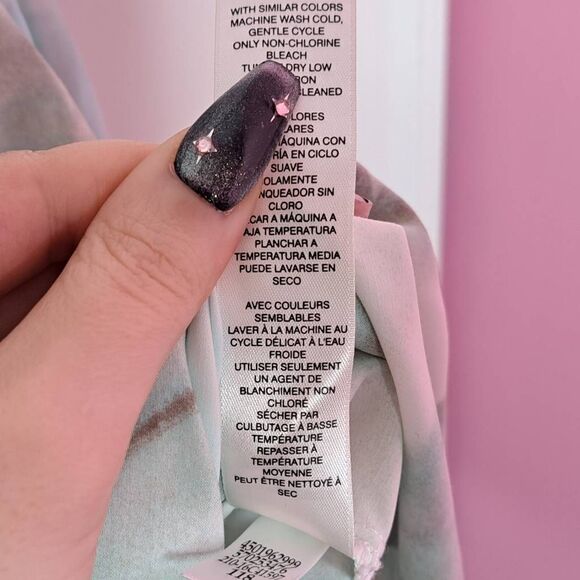 Chico's Women's Plus Size No Iron Floral Paint Print Shirt Italian Aqua size 3 ( - Picture 7 of 7